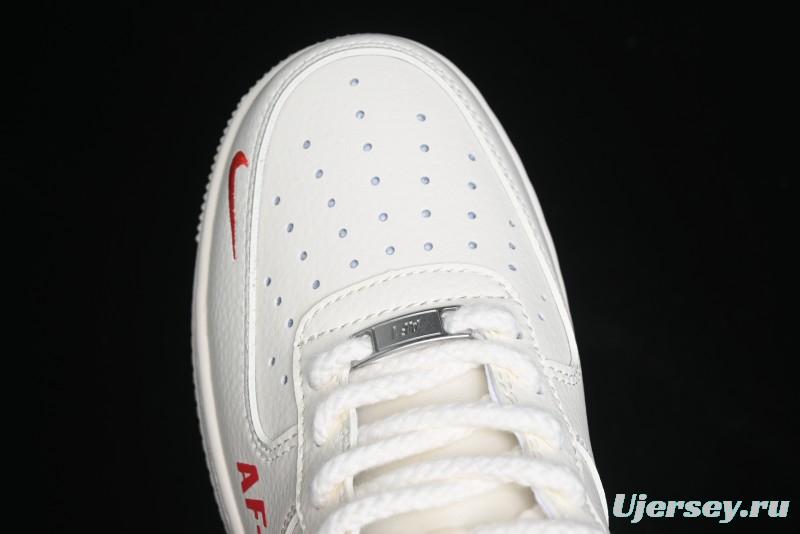 Nike Air Force 1 '07 Low Stussy Collaboration - AF1 White Red Label Low-Top Casual Sneakers - SJ6698-016