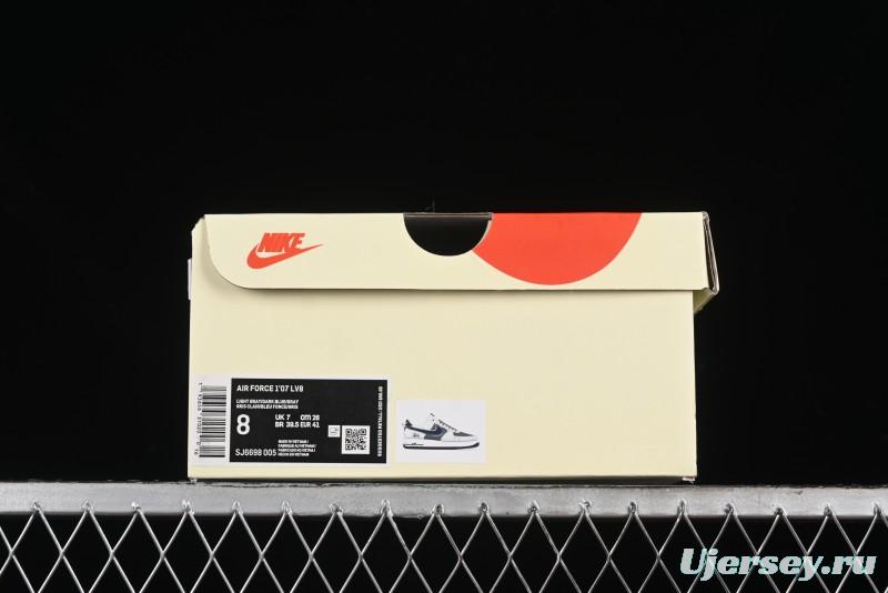 Nike Air Force 1 '07 Low Stussy Collaboration - Grey Pigskin Blue Sole Low-Top Casual Sneakers - SJ6698-005