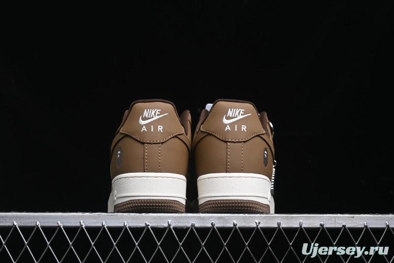 Nike Air Force 1 '07 Low Bape Collaboration - Brown Violent Bear Casual Sneakers - DF0188-013