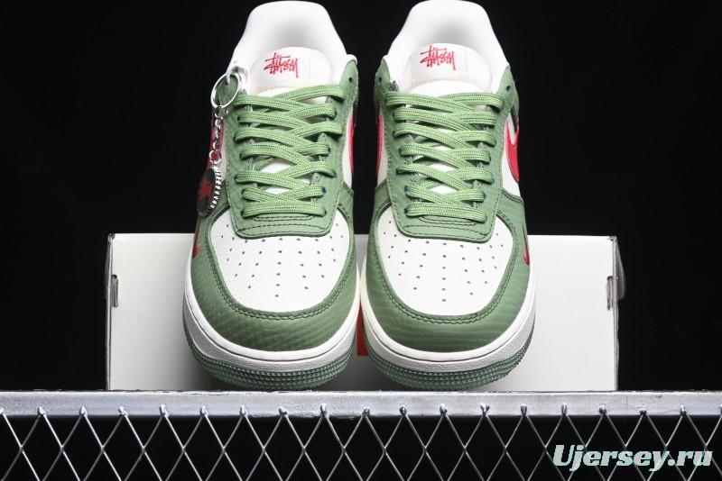 Nike Air Force 1 '07 Low Stussy Collaboration - Snake Green Low-Top Casual Sneakers - KK1988-028