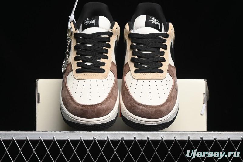 Nike Air Force 1 '07 Low The North Face x Stussy Collaboration - Black Brown Coffee Casual Sneakers - KK1988-018