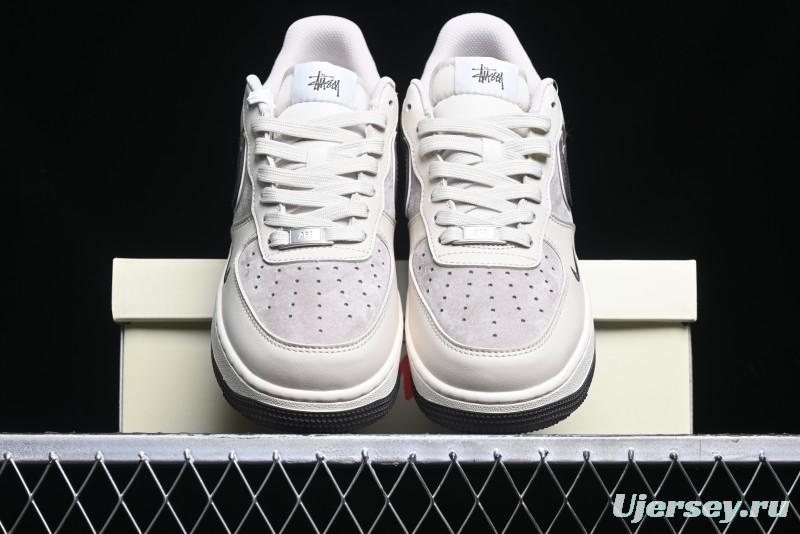 Nike Air Force 1 '07 Low Stussy Collaboration - White Black Sole Low-Top Casual Sneakers - XZ6188-279