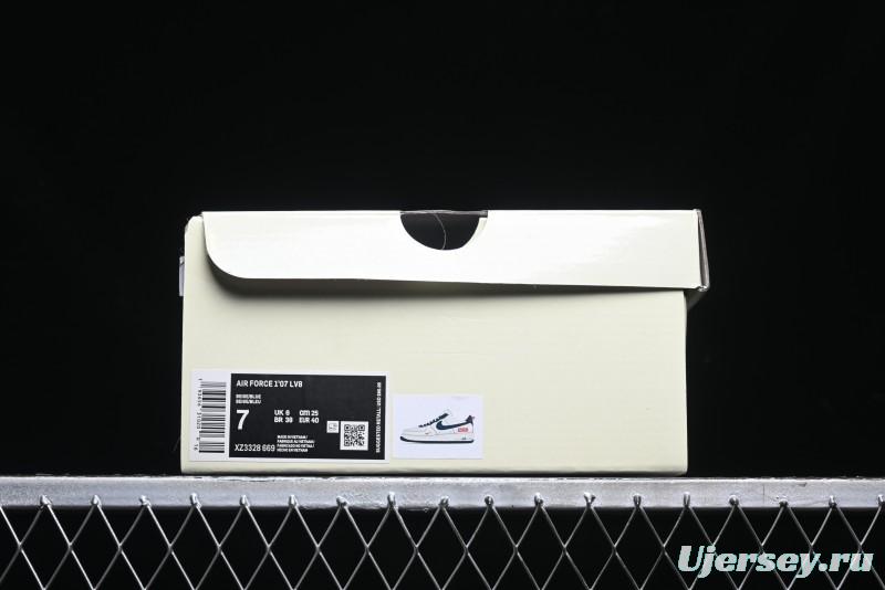 Nike Air Force 1 '07 Low Supreme Collaboration - Light Blue Suede Swoosh Casual Sneakers - XZ3328-669