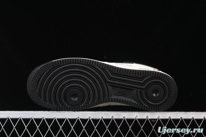 Nike Air Force 1 '07 Low Stussy Collaboration - Black Woven Label Low-Top Casual Sneakers - SJ6698-011