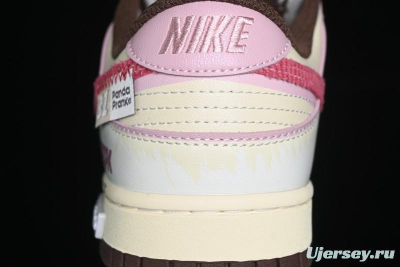 Nike Dunk Low Retro Casual Sneakers in Brown and Sail with Panda Mischief Skyline Theme - DD1503-124