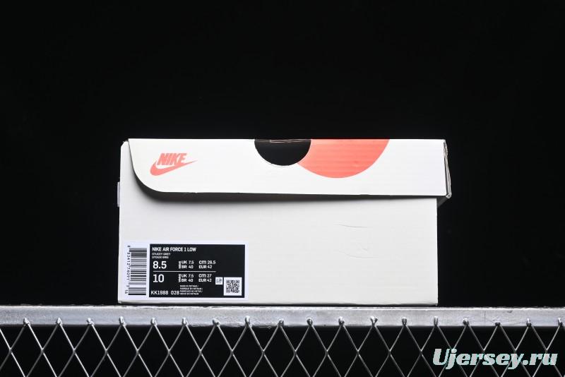 Nike Air Force 1 '07 Low Stussy Collaboration - Snake Green Low-Top Casual Sneakers - KK1988-028