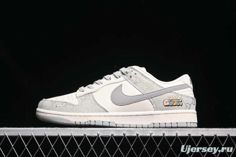 Nike SB Dunk Low Gucci Collaboration - Smoke Grey Sole Anniversary High-End Custom Low-Top Casual Skate Shoes - XX2025-802