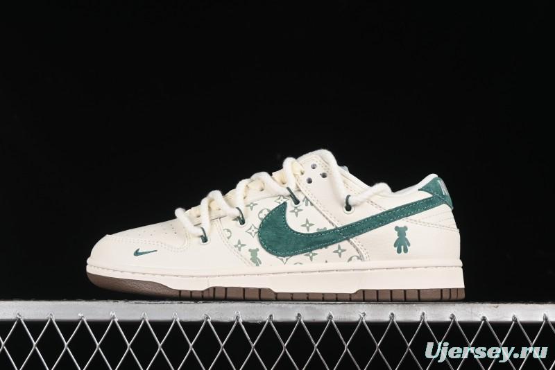 Nike SB Dunk Low Violent Bear Series - Strap Beige Green Check Anniversary High-End Custom Low-Top Casual Sneakers - SJ2068-292