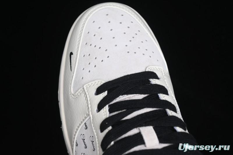 Nike SB Dunk Low Stussy Collaboration - Beige Black Swoosh Silver Edge Anniversary High-End Custom Low-Top Casual Sneakers - XX3168-306