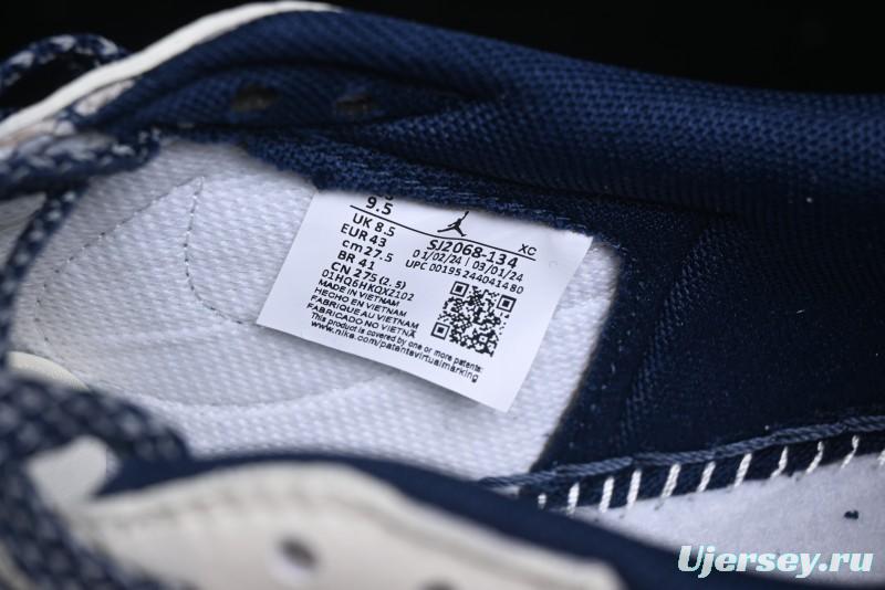 Nike Travis Scott x Fragment Design x Air Jordan 1 Low OG SP AJ1 Sneakers with Reverse Swoosh - SJ2068-134