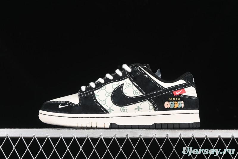 Nike SB Dunk Low Gucci Collaboration - Small Bee Series Black Hook Anniversary High-End Custom Low-Top Casual Sneakers - MM1089-030