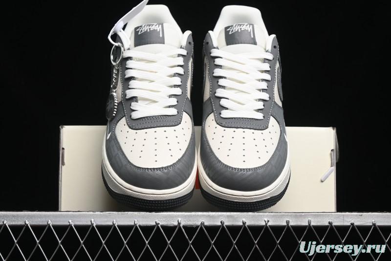 Nike Air Force 1 '07 Low Stussy Collaboration - Light Bone Shadow Low-Top Casual Sneakers - DF0180-008