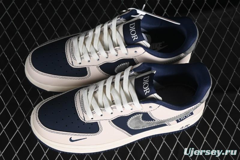 Nike Air Force 1 '07 Low Dior Collaboration - Light Blue Knit Swoosh Low-Top Casual Sneakers - KK1988-012