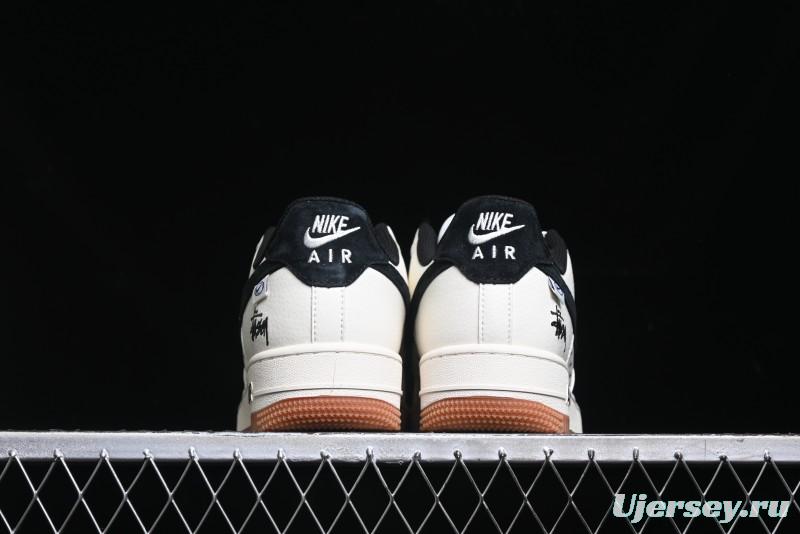 Nike Air Force 1 '07 Low Stussy Collaboration - Beige Black Hook Gum Sole Low-Top Casual Sneakers - XZ6188-255