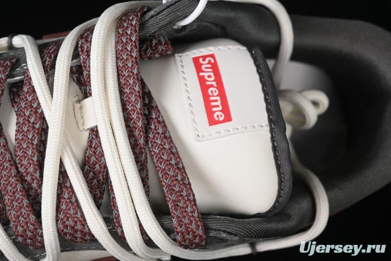 Nike SB Dunk Low Supreme Collaboration - Grey White Red Anniversary Customized Low-Top Casual Sneakers - XS1186-102