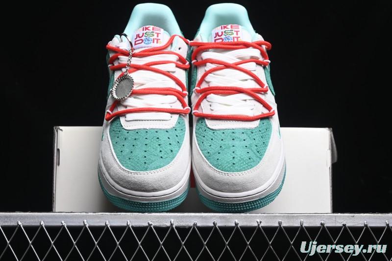 Nike Air Force 1 '07 Low Gucci Stone Island Collaboration - Grey Green Pigskin Lace-Up Casual Sneakers - DF0188-010