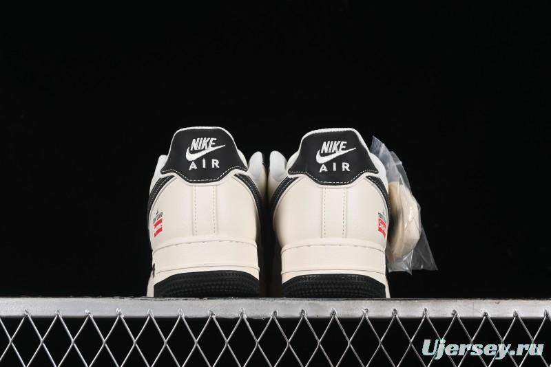 Nike Air Force 1 '07 Low Stone Island x Supreme Collaboration - Off-White Black Heel Casual Sneakers - BB1616-307