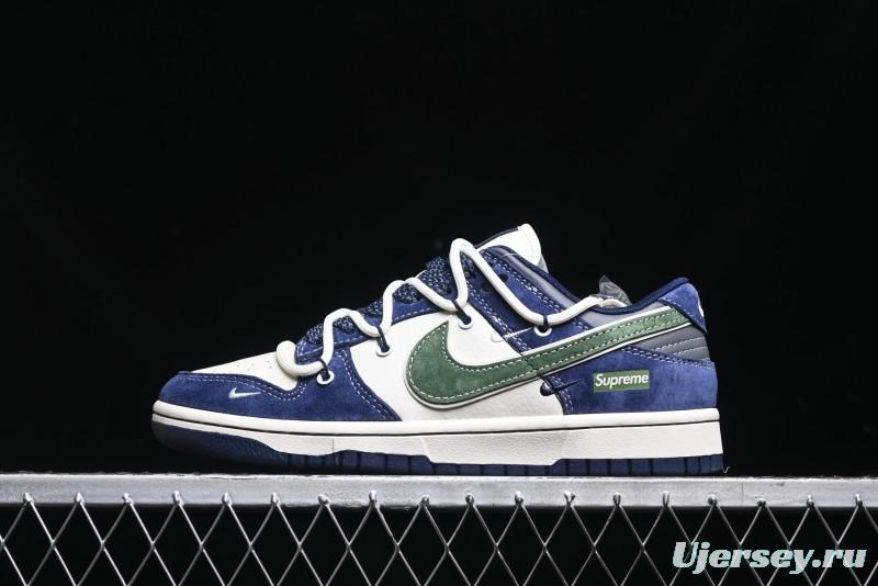 Nike SB Dunk Low Supreme Collaboration - Double Force Blue Lace-Up Anniversary High-End Custom Low-Top Casual Skate Shoes - XS1186-101