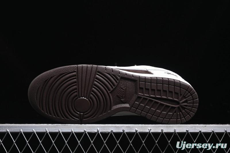 Nike SB Dunk Low Stussy Collaboration - Dark Brown White Swoosh Anniversary Custom Low-Top Casual Sneakers - KK1333-012