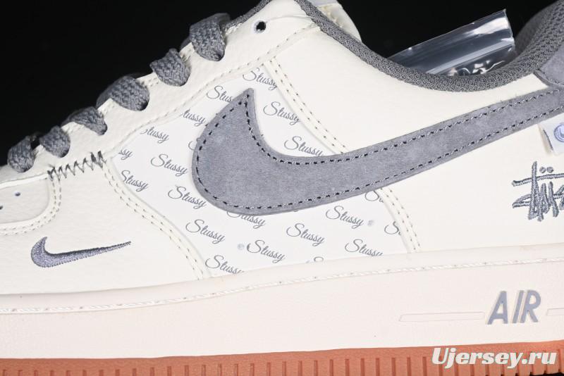 Nike Air Force 1 '07 Low Stussy Collaboration - Grey Swoosh Casual Sneakers - XZ6188-256