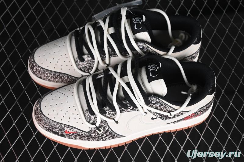 Nike SB Dunk Low Year of the Snake Series Snake Scale White Swoosh Customized Low-Top Casual Skate Shoes - YX5066-275