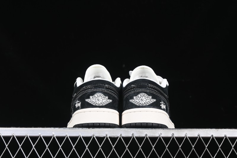 Nike Air Jordan 1 Low Retro Basketball Shoes Custom Stussy Black - FC1688-199