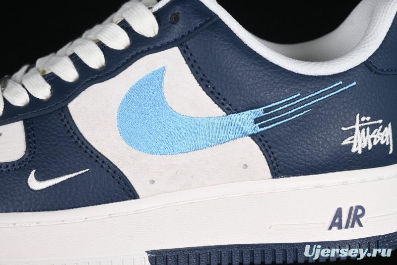 Nike Air Force 1 '07 Low Stussy Collaboration Green Embroidered Swoosh Custom Casual Sneakers - DM6688-021