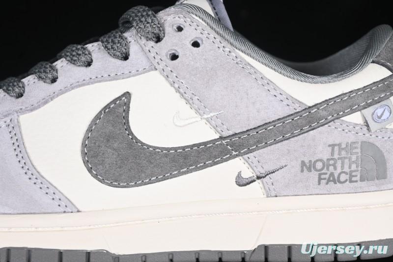 Nike SB Dunk Low The North Face Collaboration Double Swoosh Grey Pigskin Anniversary Edition Custom Low-Top Casual Skate Shoes - XX3168-009