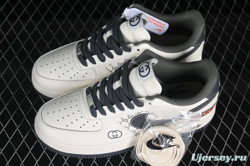 Nike Air Force 1 '07 Low Gucci Collaboration Beige Grey Pattern Low-Top Casual Sneakers - XZ6188-723