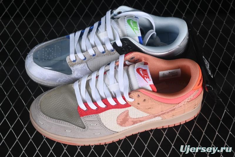 Nike Clot x Dunk Low SB 'What The' Casual Sneakers with Silk, Terracotta, and Holographic Elements - FN0316-999