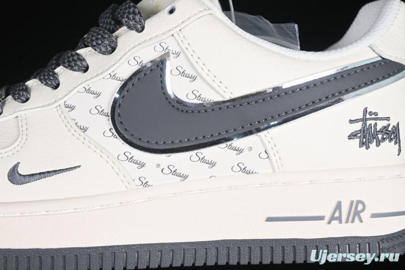 Nike Air Force 1 '07 Low Stussy Collaboration - Grey English Patchwork Low-Top Casual Sneakers - XZ3328-536