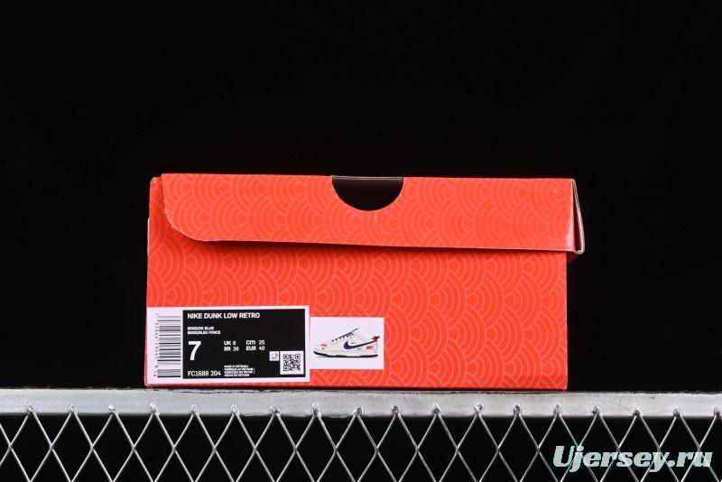 Nike SB Dunk Low Supreme Collaboration - Off-White 3D Navy Swoosh Anniversary Custom Low-Top Casual Sneakers - FC1688-204