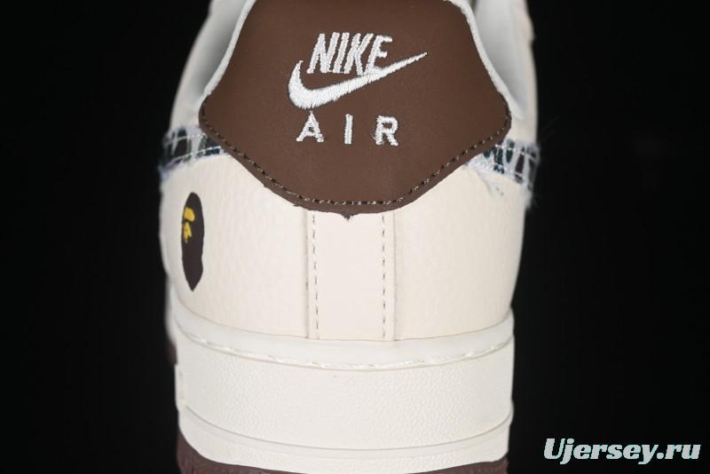 Nike Air Force 1 '07 Low Bape Camouflage Swoosh Beige Casual Sneakers - DF0188-030