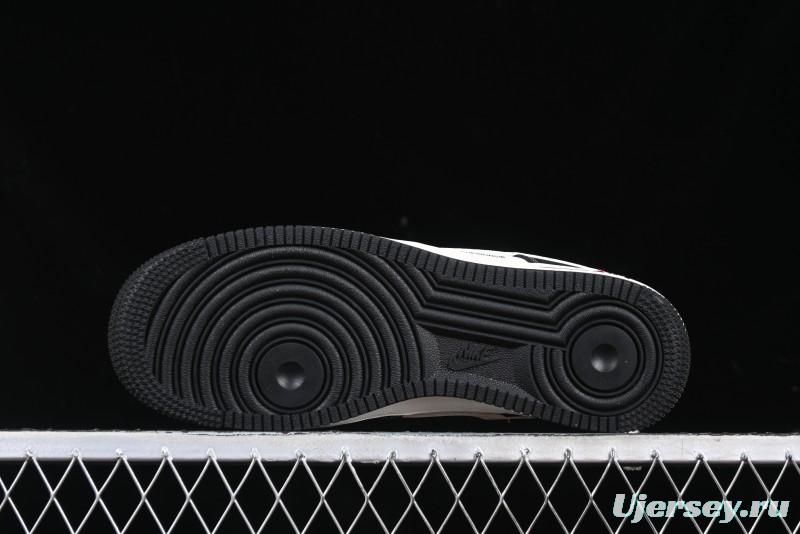 Nike Air Force 1 '07 Low Stussy Collaboration - Beige Black with Red Tab Low-Top Casual Sneakers - SJ6698-014