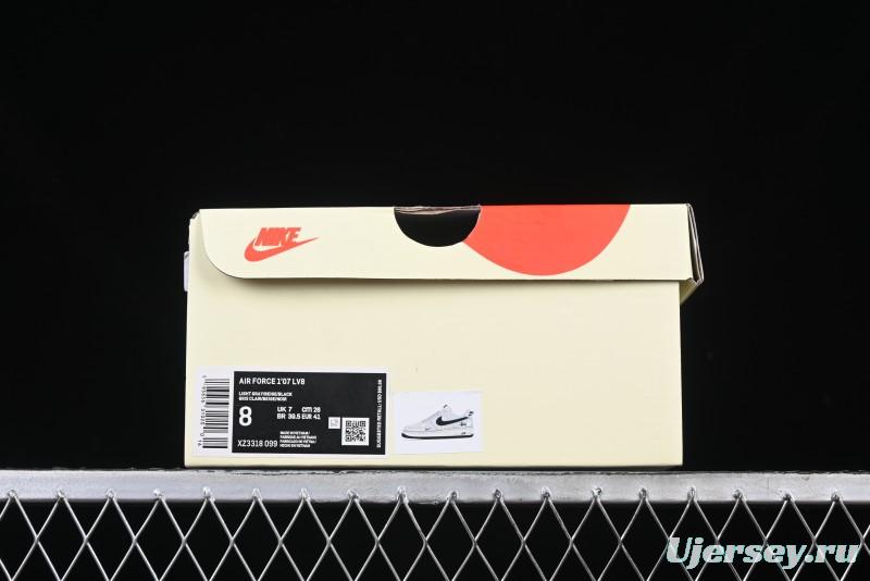Nike Air Force 1 '07 Low Stussy Collaboration Grey Pigskin Black Swoosh Low-Top Casual Sneakers - XZ3318-099