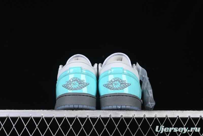 Nike Air Jordan 1 Low AJ1 Patent Leather Grey Green Casual Sneakers - HQ3599-025