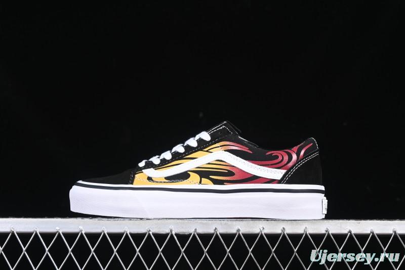 Vans Old Skool Flame Red Low-Top Casual Skate Shoes - VN000CQDBA5