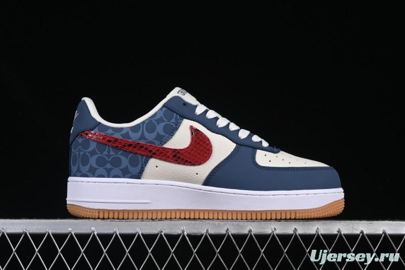 Nike Air Force 1 '07 Low Gucci Collaboration Snake Pattern Red Swoosh Casual Sneakers - DF0188-039
