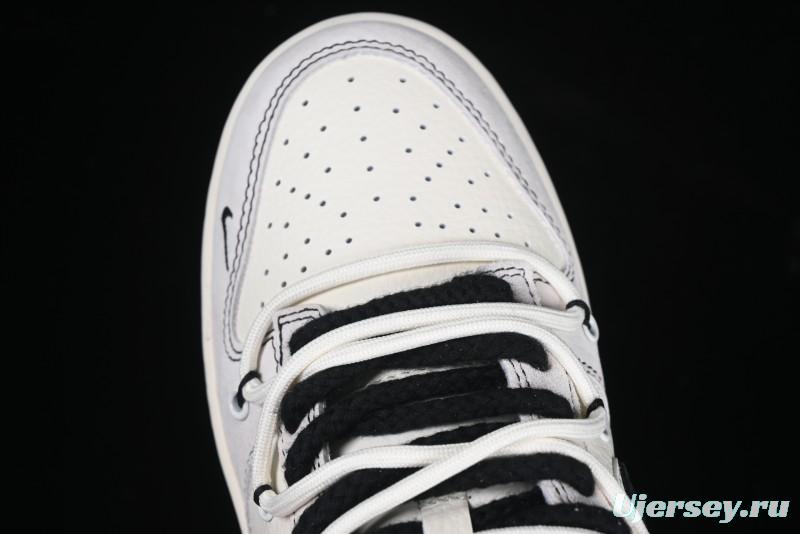 Nike SB Dunk Low Stussy Collaboration Anniversary Edition Lace-Up Beige Grey Black Swoosh Low-Top Casual Skate Shoes - YX5066-242