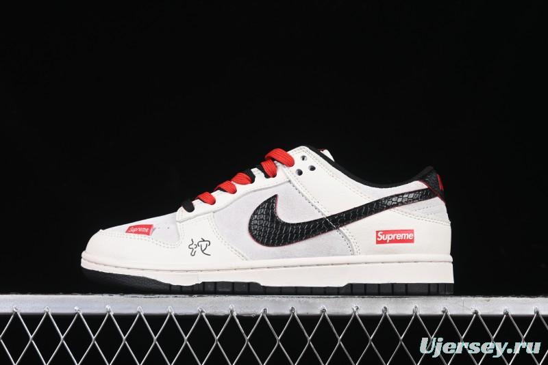 Nike SB Dunk Low Year of the Snake Series - Black Snakeskin with Black Swoosh Anniversary Custom Low-Top Casual Skate Shoes - DM6868-012