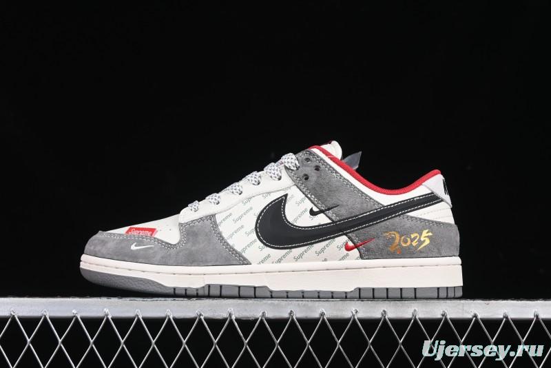 Nike SB Dunk Low Supreme Collaboration Bullet Screen Black Check Anniversary Customized Low-Top Casual Sneakers - FC1688-208