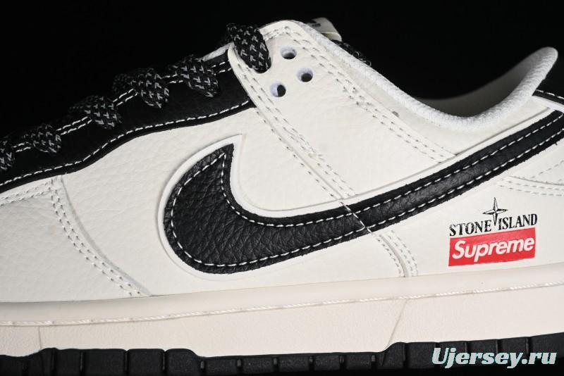 Nike Supreme x SB Dunk Low Stone Island Collaboration - Beige Black Starry Sky Anniversary Custom Low-Top Casual Skate Shoes - BB9866-003