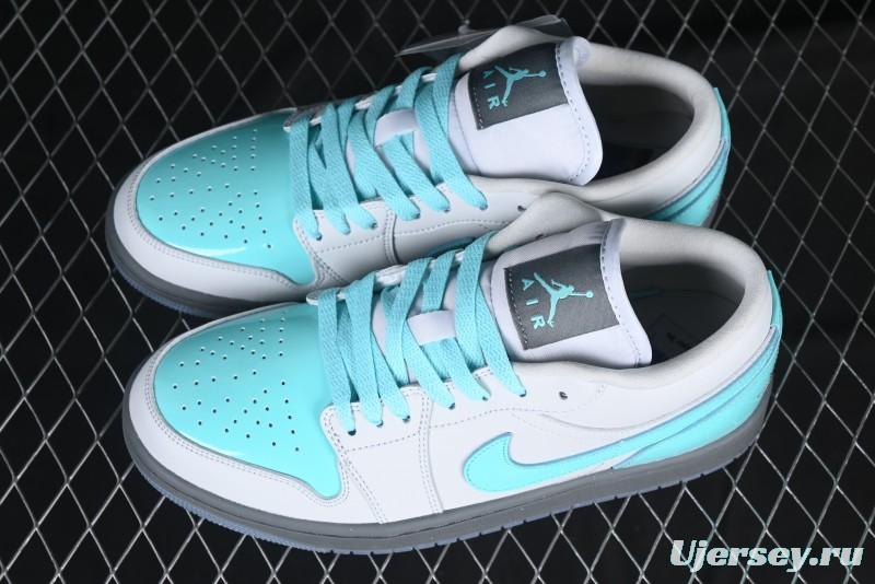 Nike Air Jordan 1 Low AJ1 Patent Leather Grey Green Casual Sneakers - HQ3599-025