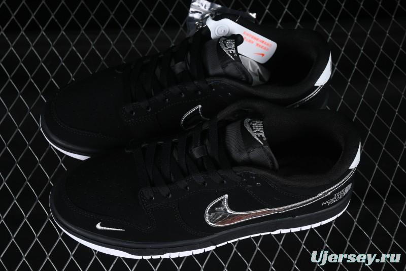 Nike SB Dunk Low The North Face Collaboration Black Warrior Silver Swoosh Anniversary Custom Low-Top Skate Shoes - KK1333-024