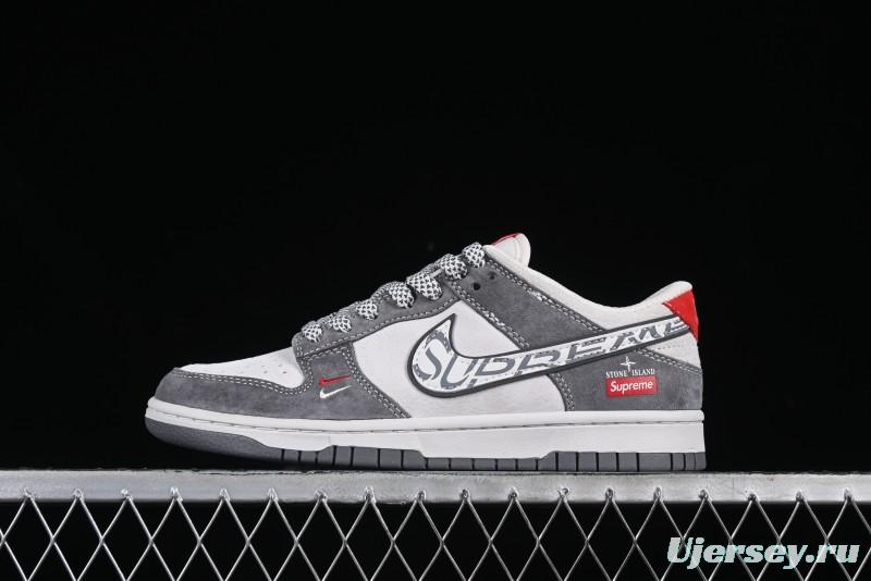 Nike SB Dunk Low Supreme x Stone Island Triple Collaboration Anniversary Custom Low-Top Casual Sneakers - DJ2024-125