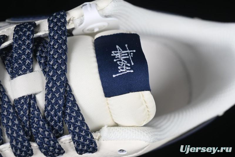 Nike Air Force 1 '07 Low Stussy Collaboration - Navy Blue & Off-White Low-Top Casual Sneakers - XZ3328-568