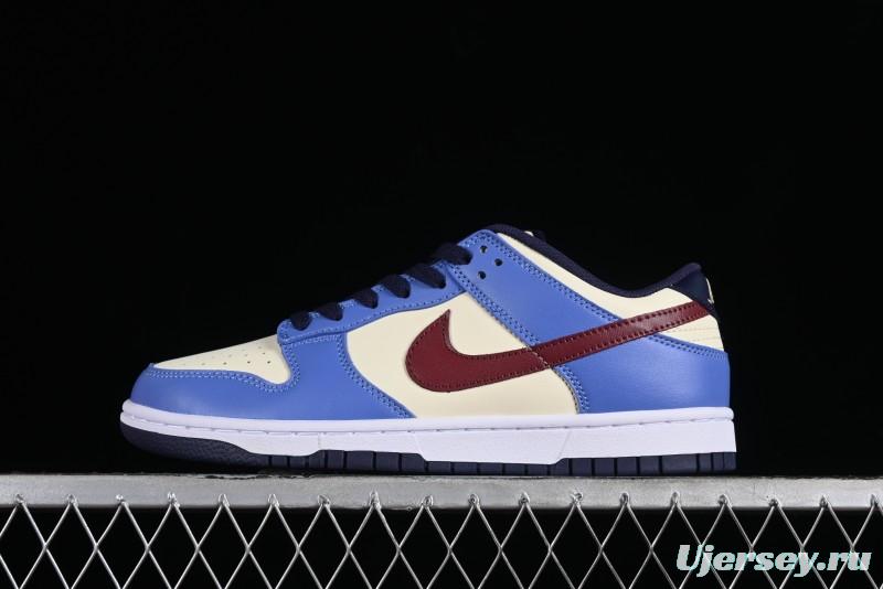 Nike Dunk Low SB Skateboarding Shoes in White Blue Red Colorway - FV8119-161