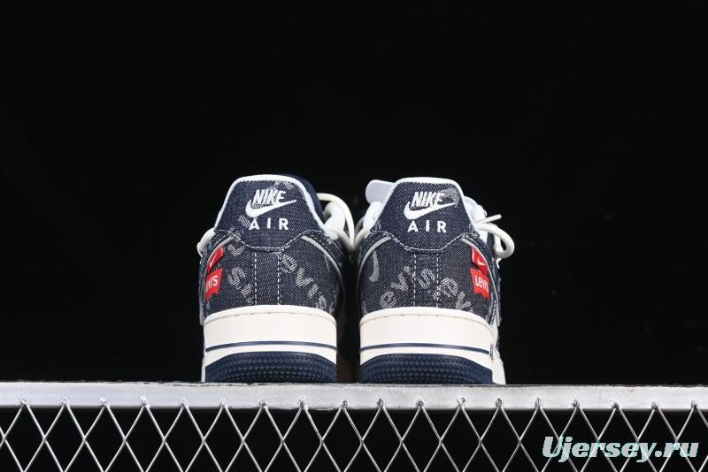 Nike Air Force 1 '07 Low Levi's Collaboration Light Blue Denim Drawstring Casual Sneakers - SJ1198-900