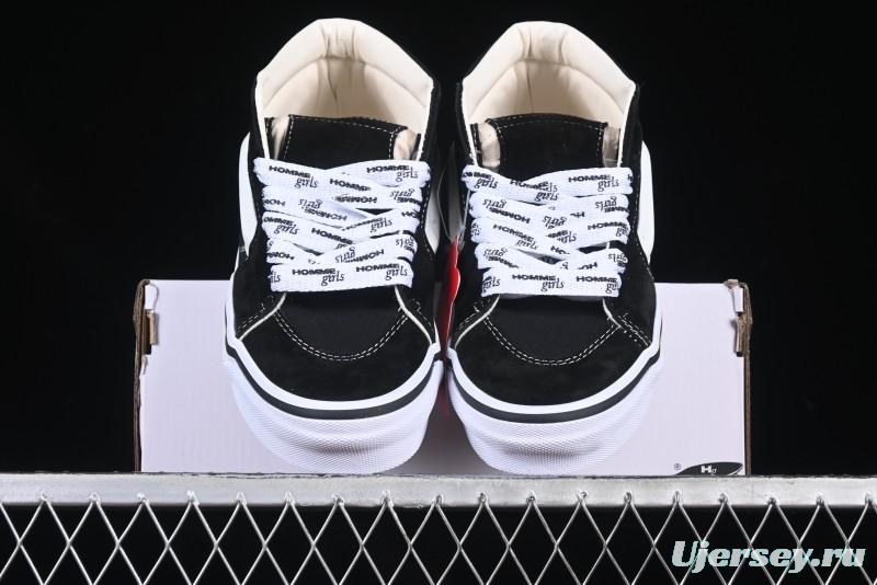 Vans HommeGirls x Vans Sk8-Mid Fashion Casual Mid-Top Canvas Sneakers with Bold Side Stripes - VN000NBNCJK