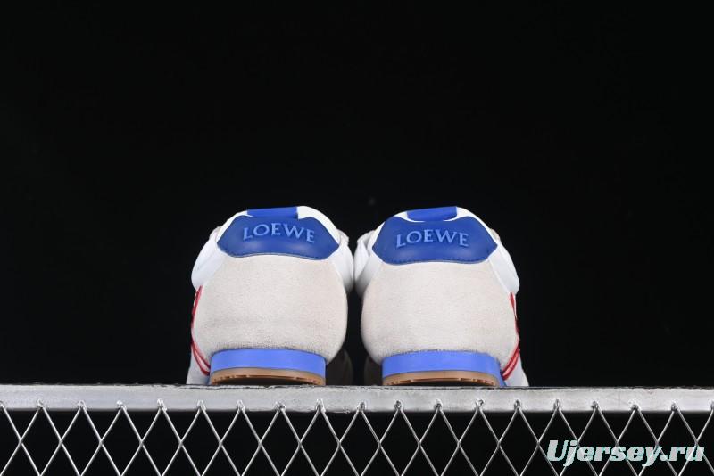 Loewe Ballet Runner 2.0 Sneakers Retro Style Low-Profile Casual Sports Shoes with Asymmetric Toe Design - White Blub